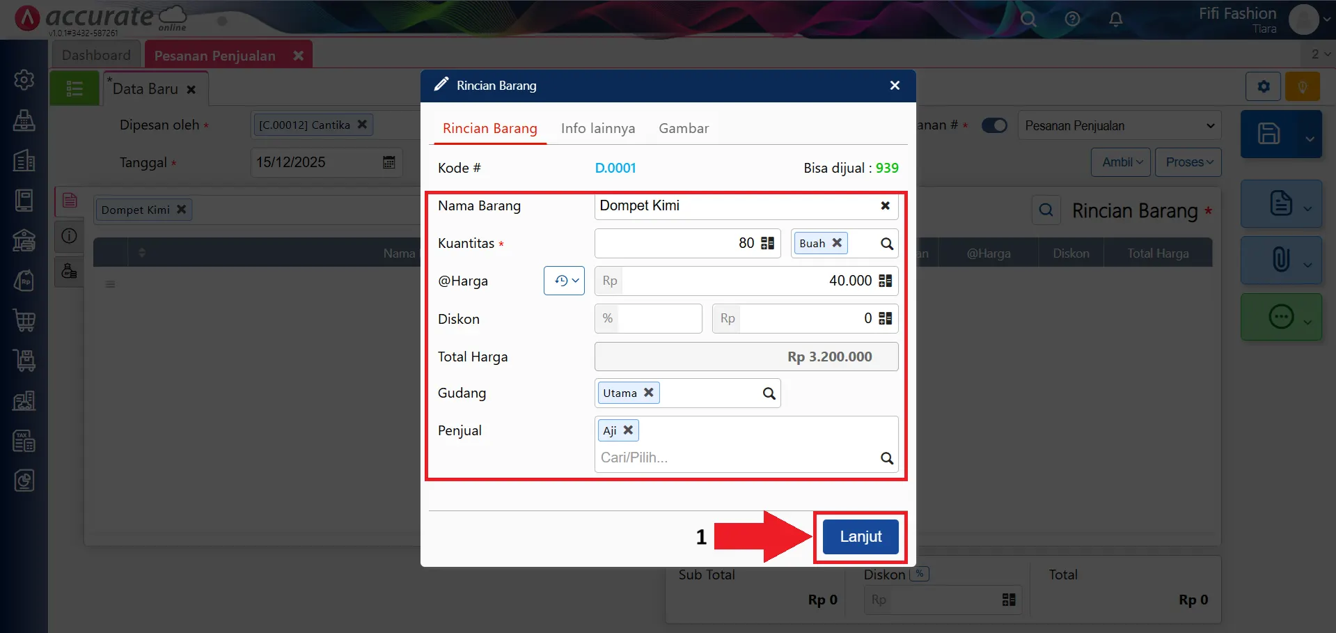 Mencatat uang muka penjualan berupa barang